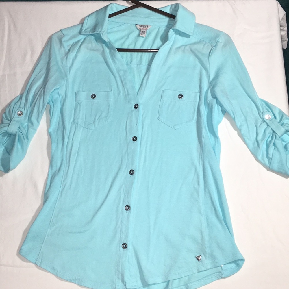 Blue Guess button down shirt